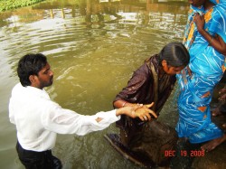 Rev. Rapaka with newly-baptized Christian in Eluru, India 