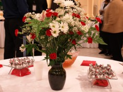 Flowers and Russian chocolate truffles at the finale reception