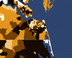 SimplyMap image of S.E. Virginia and N.E. North Carolina with census tracks