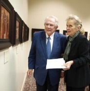 University Chancellor M. G. "Pat" Robertson with Dr. Hutchins at the opening of The Auschwitz Album Revisited.