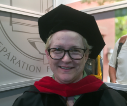 Newly-minted Doctor of Ministry Esther Gillie last May